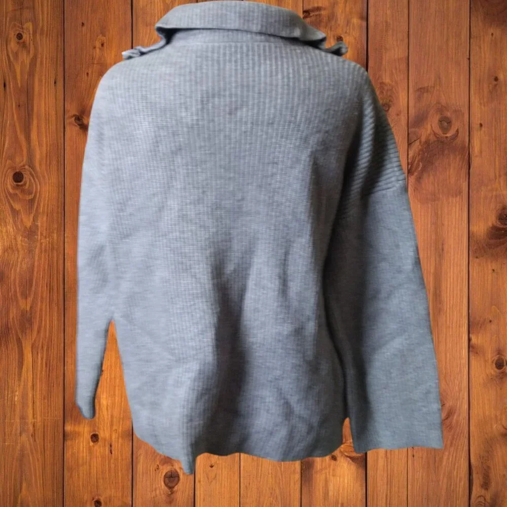 SHEIN Size XS Gray 1/2 Zip Pullover Ribbed Sweater Casual Neutral Classic